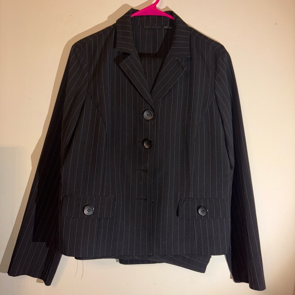 Black and Blue Pinstripe PantSuit